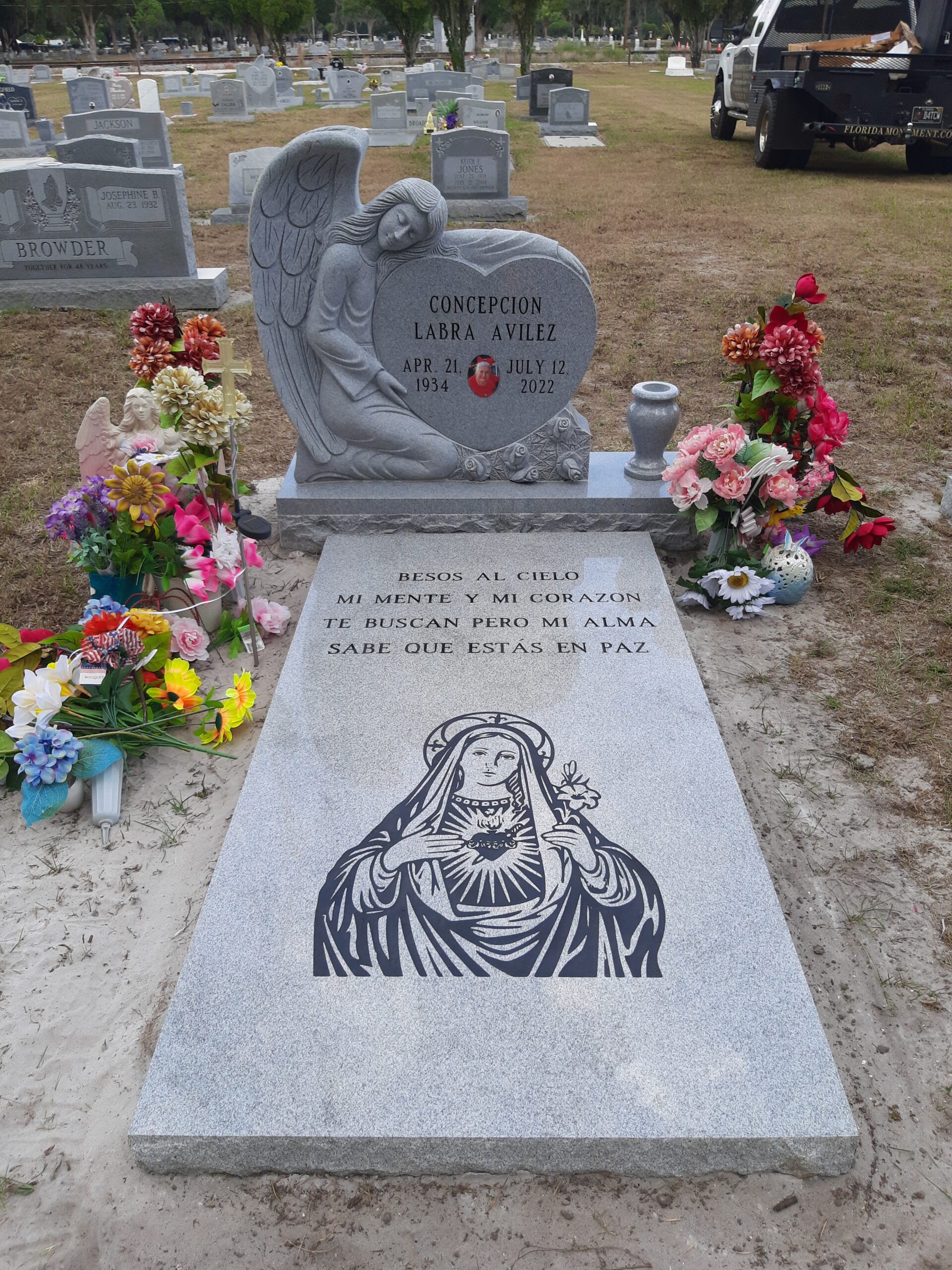 Angel Headstone Virgin Mary Garden of Peace Plant City